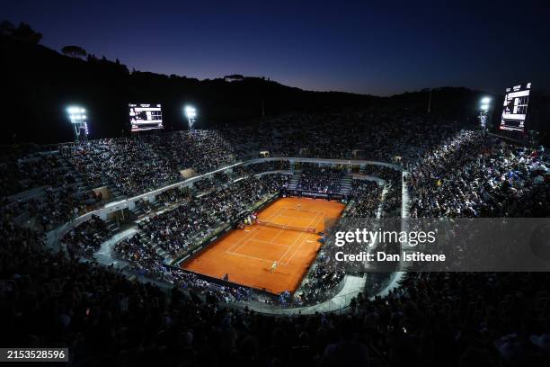 General view of the action during the Men's Singles semi-final match between Nicolas Jarry of Chile and Tommy Paul of United States during Day 12 of...