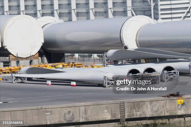windmill generator parts stored in bibao, spain - bibao stock pictures, royalty-free photos & images