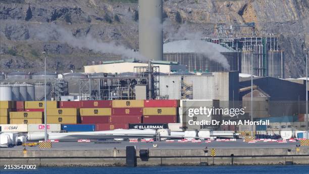 windmill generator parts stored in bibao, spain - bibao stock pictures, royalty-free photos & images