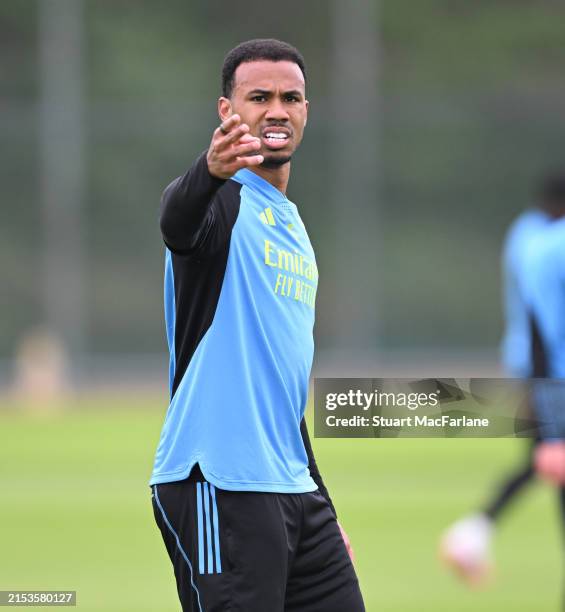 Gabriel of Arsenal during a training session at London Colney on May 18, 2024 in St Albans, England.