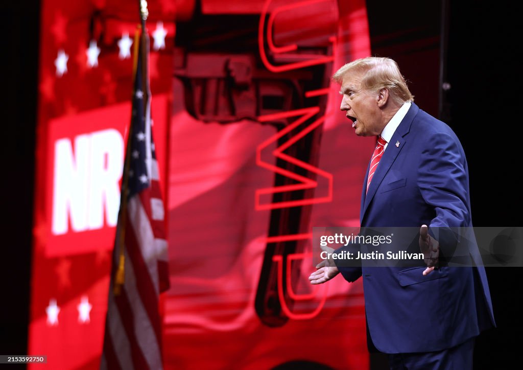 N Raila R Former U.S. President Donald Trump speaks during the NRA ILA... News ...