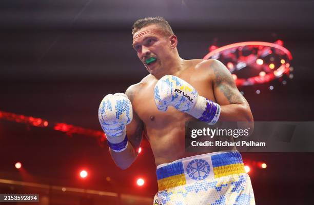 Oleksandr Usyk looks on during the IBF, WBA, WBC, WBO and Undisputed Heavyweight titles' fight between Tyson Fury and Oleksandr Usyk at Kingdom Arena...