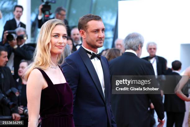 Beatrice Borromeo and Pierre Casiraghi attend the "Le Comte De Monte-Cristo" Red Carpet at the 77th annual Cannes Film Festival at Palais des...