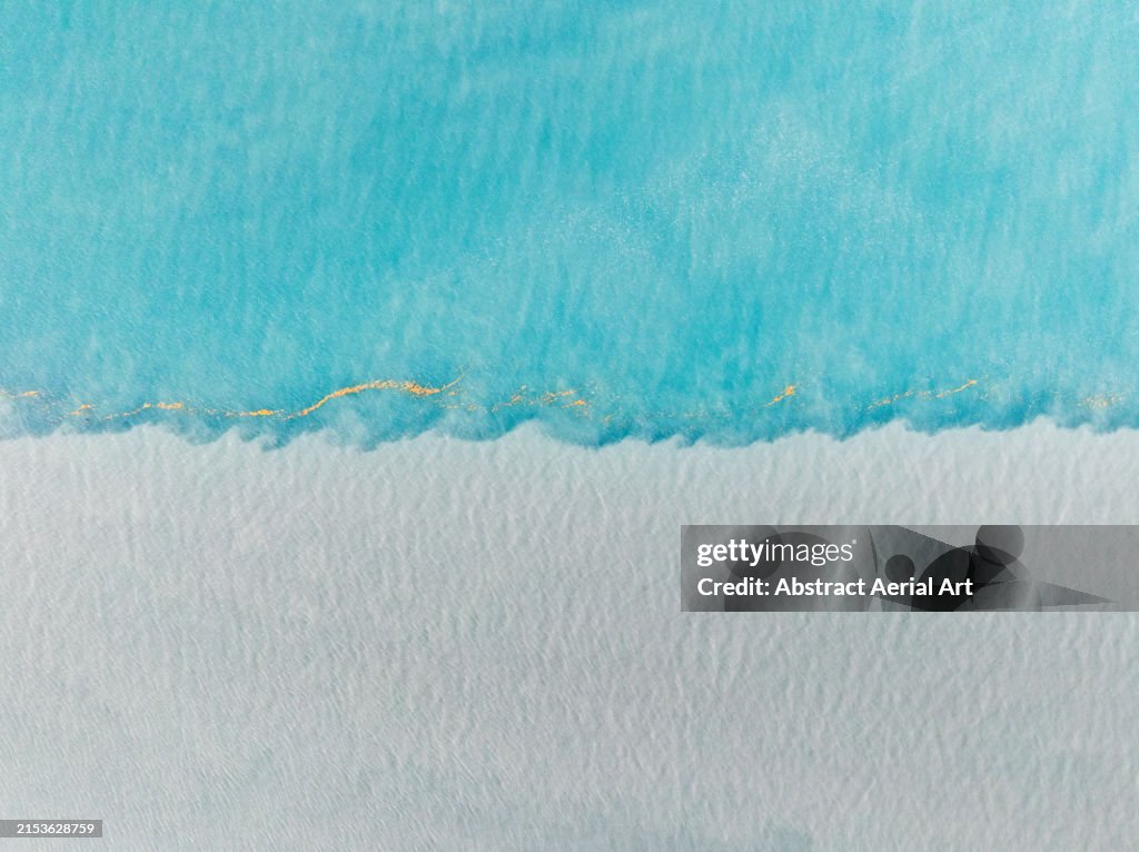Water confluence in the Indian Ocean shot from a drone perspective, The Kimberley, Western Australia, Australia