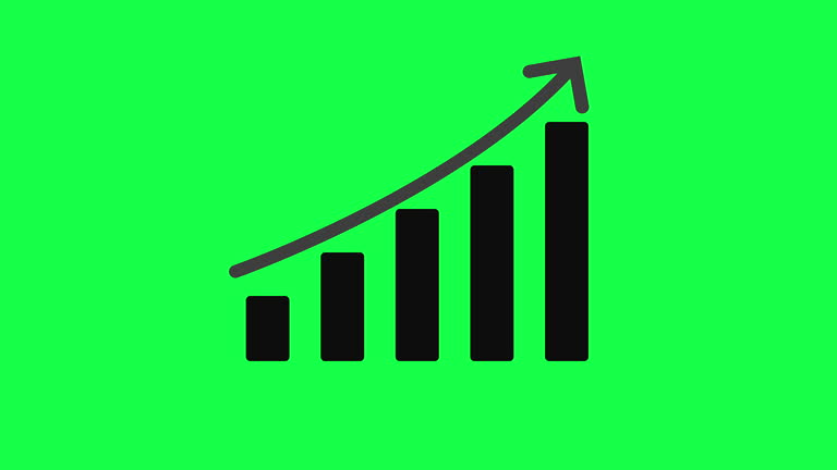 Positive business chart 2D animation flat design isolated on background ...