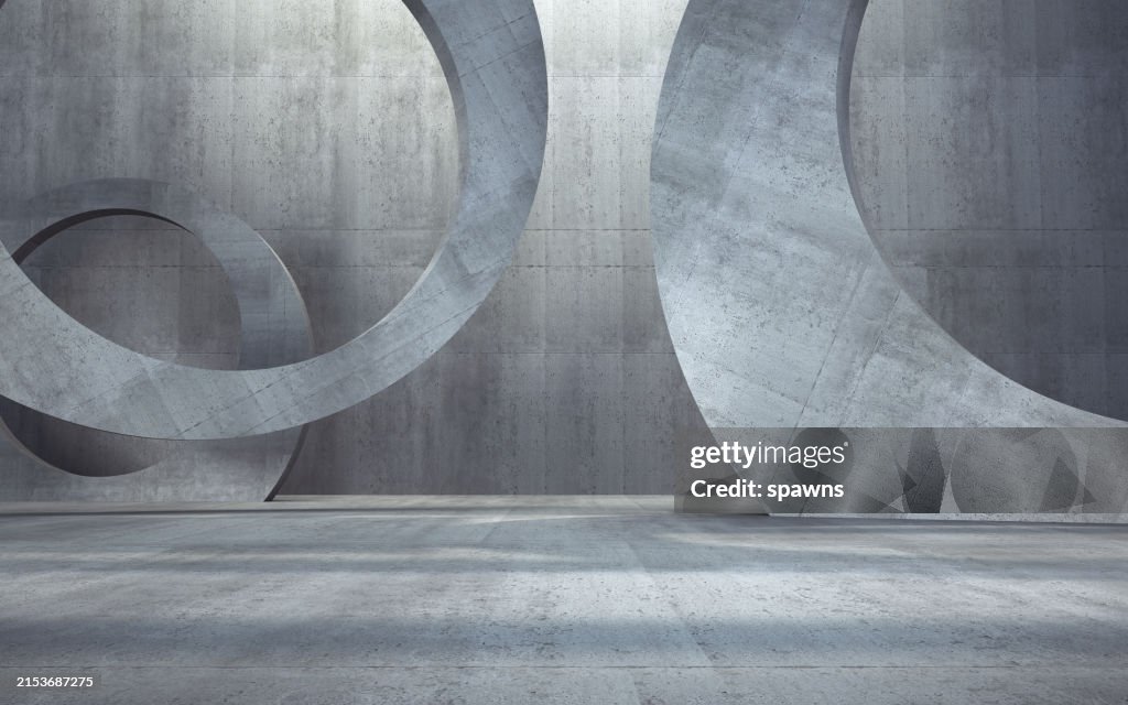 New Generation Abstract Empty Building Structure Made of Gray Concrete