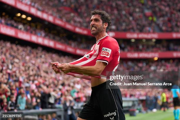 Raul Garcia of Athletic Club celebrates after scoring goal during the LaLiga EA Sports match between Athletic Bilbao and Sevilla FC at Estadio de San...
