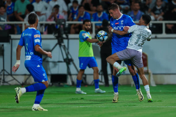 Serge Savic of Al Hilal controls the ball during the Saudi Pro League match between Al-Hilal and Al Ta´ee at Al Shabab Club Stadium on May 23, 2024...