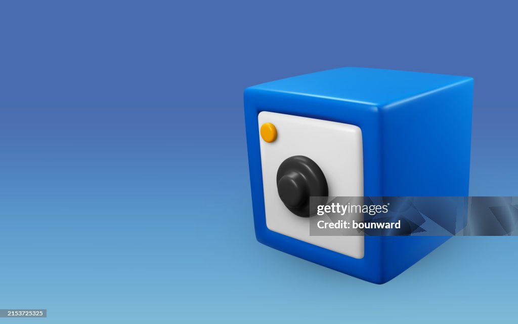 3d Realistic Blue Safe Box On Blue Background Vector High-Res Vector ...