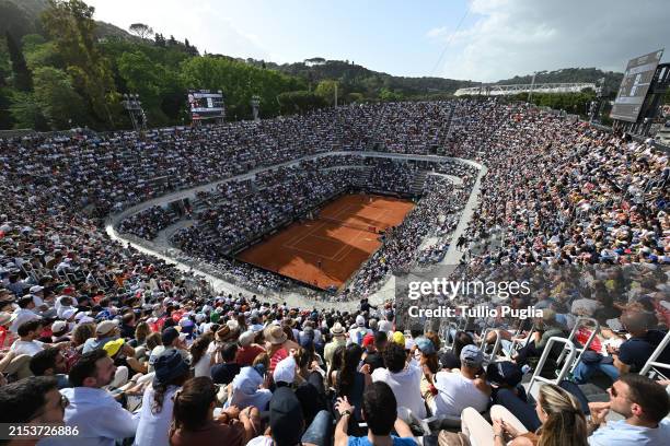 General view inside Center Court during the Men's Singles Final Match between Alexander Zverev of Germany and Nicolas Jarry of Chile on Day Fourteen...