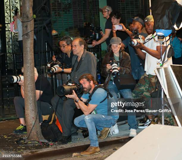 Paparazzi photographers are seen on the set of the "And Just Like That" TV Series on May 23, 2024 in New York City.