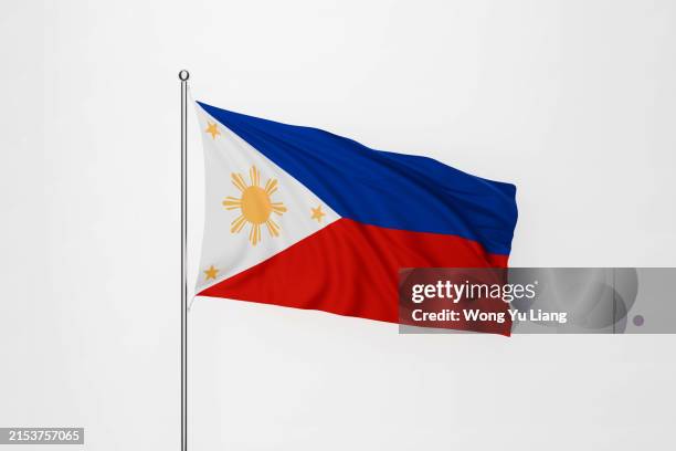philippines flag on white background - philippines flag stock pictures, royalty-free photos & images
