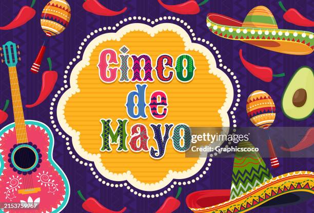 bildbanksillustrationer, clip art samt tecknat material och ikoner med cinco de mayo is a mexican holiday celebrated mostly by mexicans living in america. - peppar