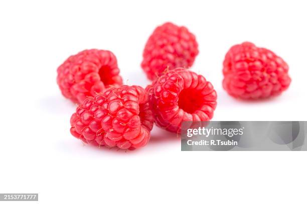 raspberry isolated on white background - hallon bildbanksfoton och bilder
