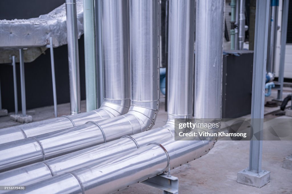 Steel pipelines and equipment, pipelines and insulation at Industrial zone