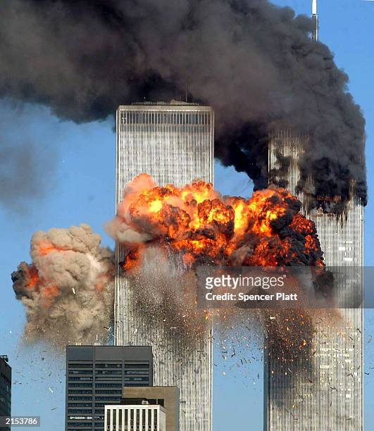 Hijacked United Airlines Flight 175 from Boston crashes into the south tower of the World Trade Center and explodes at 9:03 a.m. On September 11,...