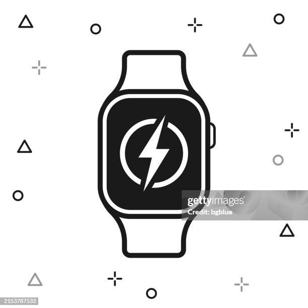 smartwatch with electricity symbol. icon on white background - energy storage stock illustrations