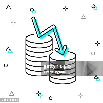 Money decrease. Line icon on white background Money decrease. Line icon on white background