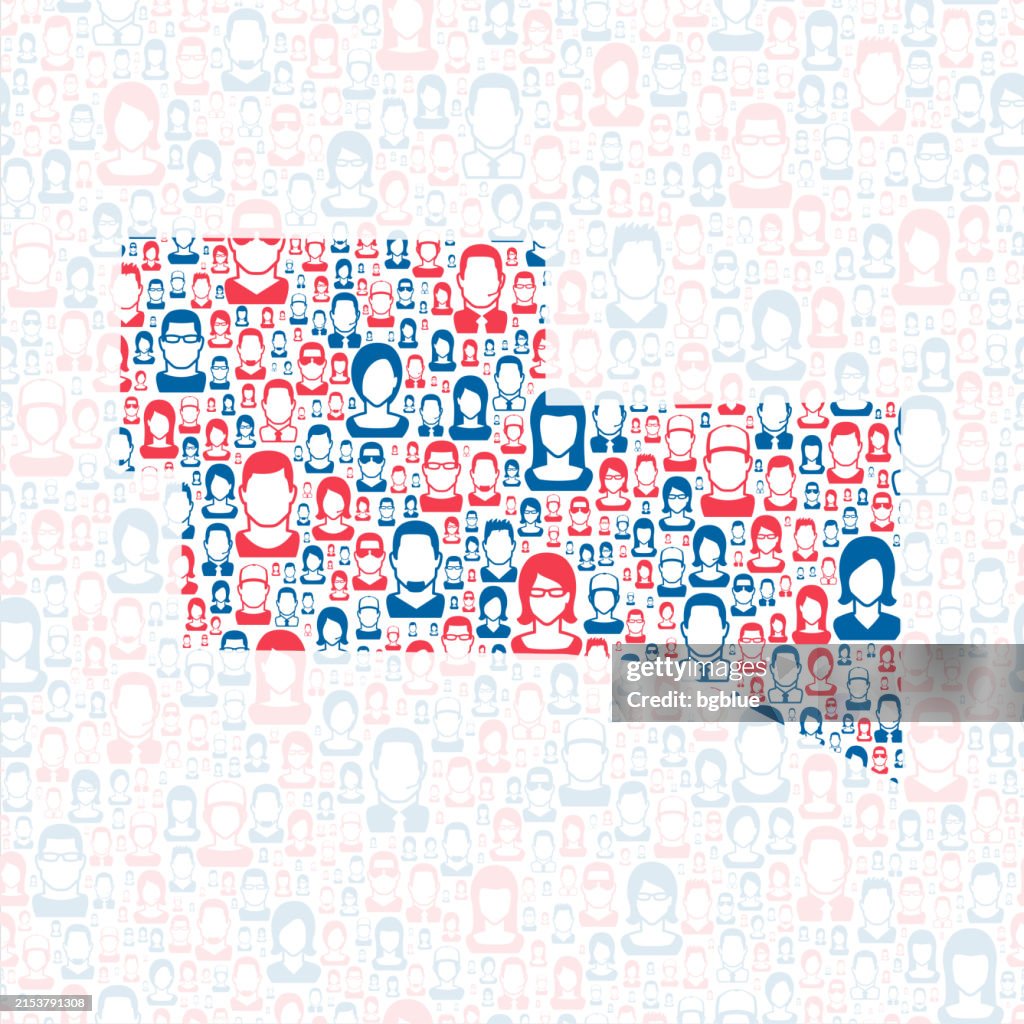 Kerr County, Texas. Map with blue and red People