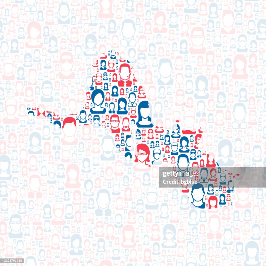 Kalawao County, Hawaii. Map with blue and red People
