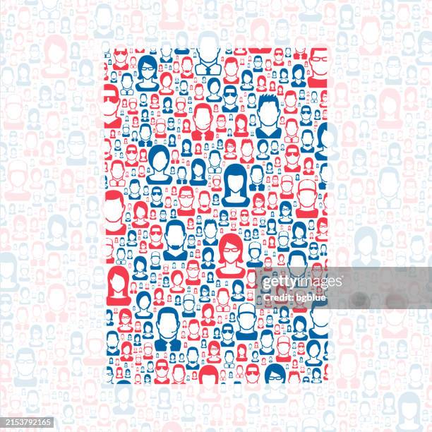 kent county, michigan. map with blue and red people - grand rapids michigan people stock illustrations