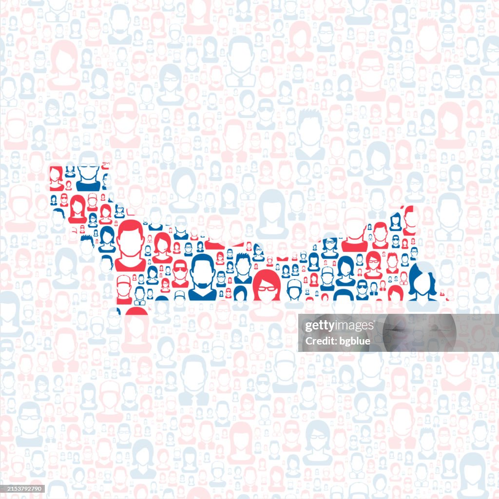 Multnomah County, Oregon. Map with blue and red People