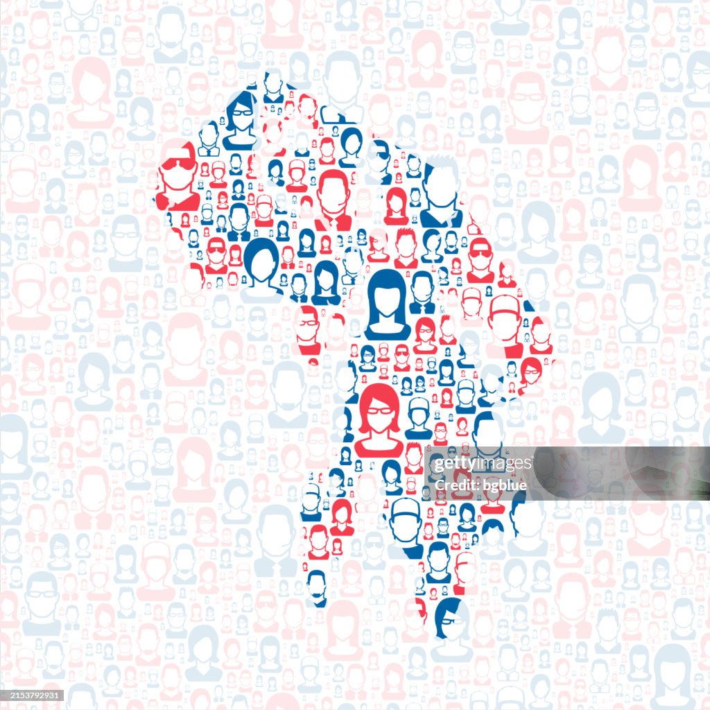 Bristol County, Rhode Island. Map with blue and red People