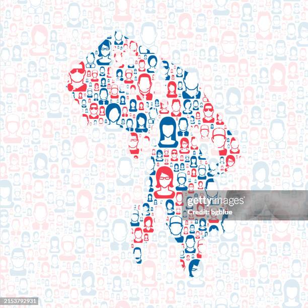 bristol county, rhode island. map with blue and red people - bristol rhode island stock illustrations