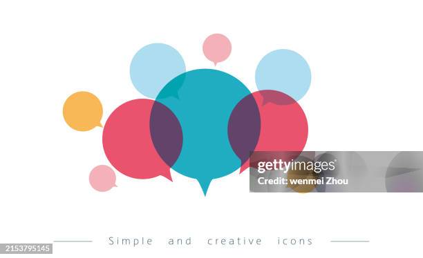 online chat bubble - overlapping shapes logo stock illustrations