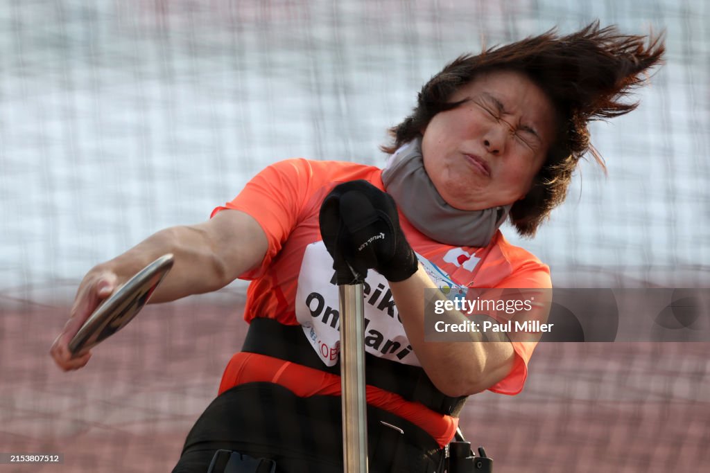 Japanese Discus Keiko Onidani of Japan competes in the Women's Discus Throw F53 final ...