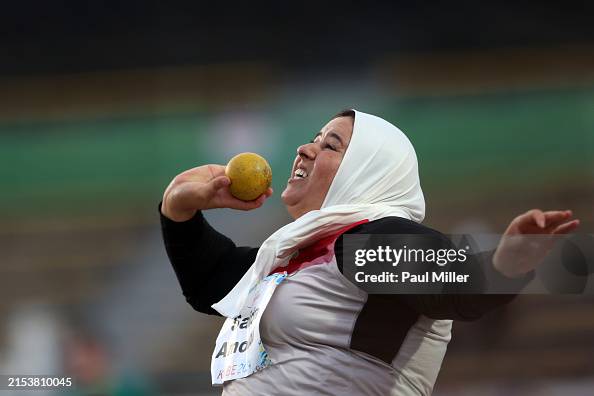 Saida Amoudi of Morocco competes in the Women's Shot Put F34 final
