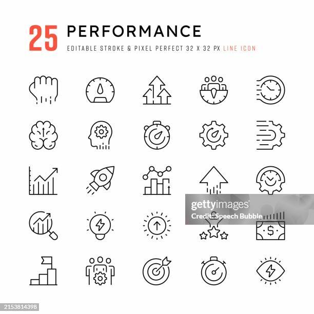 ilustraciones, imágenes clip art, dibujos animados e iconos de stock de performance line icons. editable stroke. pixel perfect. - campeonato