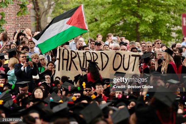 Cambridge, MA Hundreds of graduates walked out of the 2024 Commencement in Harvard Yard to call attention to the plight of Palestinians.
