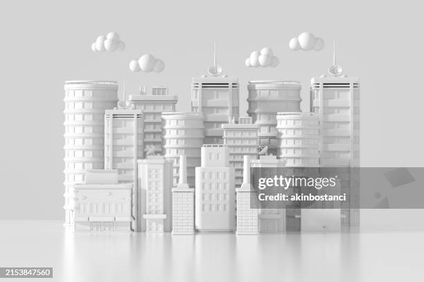 smart city, futuristic cityscape on white background - torn byggnadskonstruktion bildbanksfoton och bilder