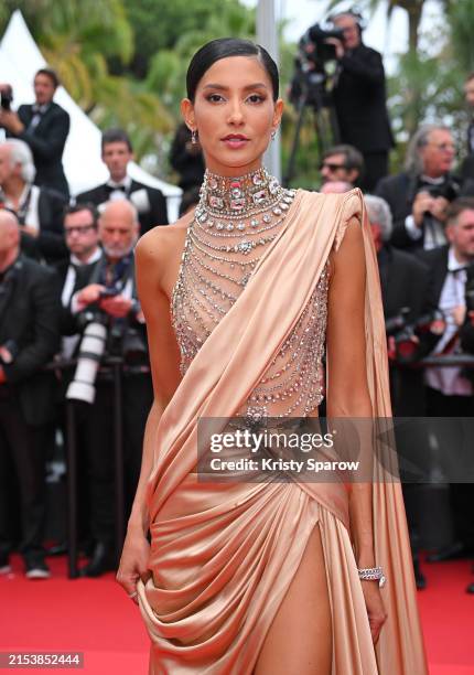 Thayna Soares attends the "The Apprentice" Red Carpet at the 77th annual Cannes Film Festival at Palais des Festivals on May 20, 2024 in Cannes,...