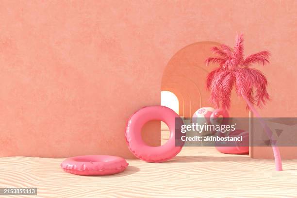 summer holiday beach background with corridor to sun - flamingo bird stock pictures, royalty-free photos & images