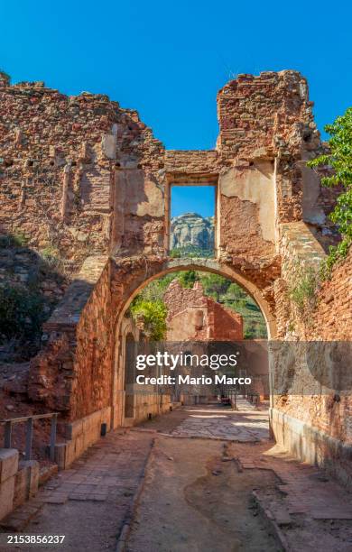 exterior of the charterhouse of escaladei - tarragona stock pictures, royalty-free photos & images
