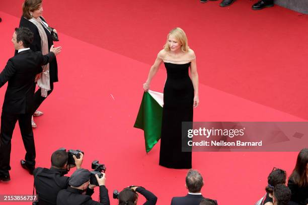 Cate Blanchett attends the "The Apprentice" Red Carpet at the 77th annual Cannes Film Festival at Palais des Festivals on May 20, 2024 in Cannes,...