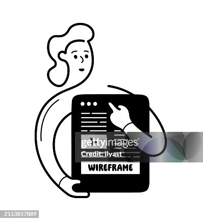 Continuous Editable Line Character with Web Site Wireframe Continuous Editable Line Character with Web Site Wireframe