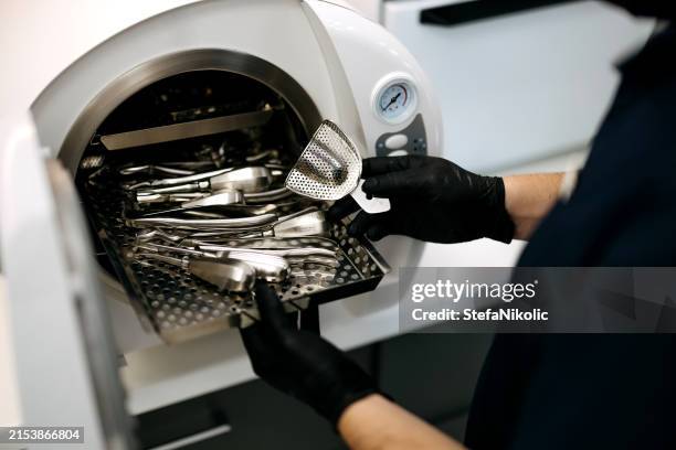 autoclave sterilizer - hospital equipment sterilization stock pictures, royalty-free photos & images
