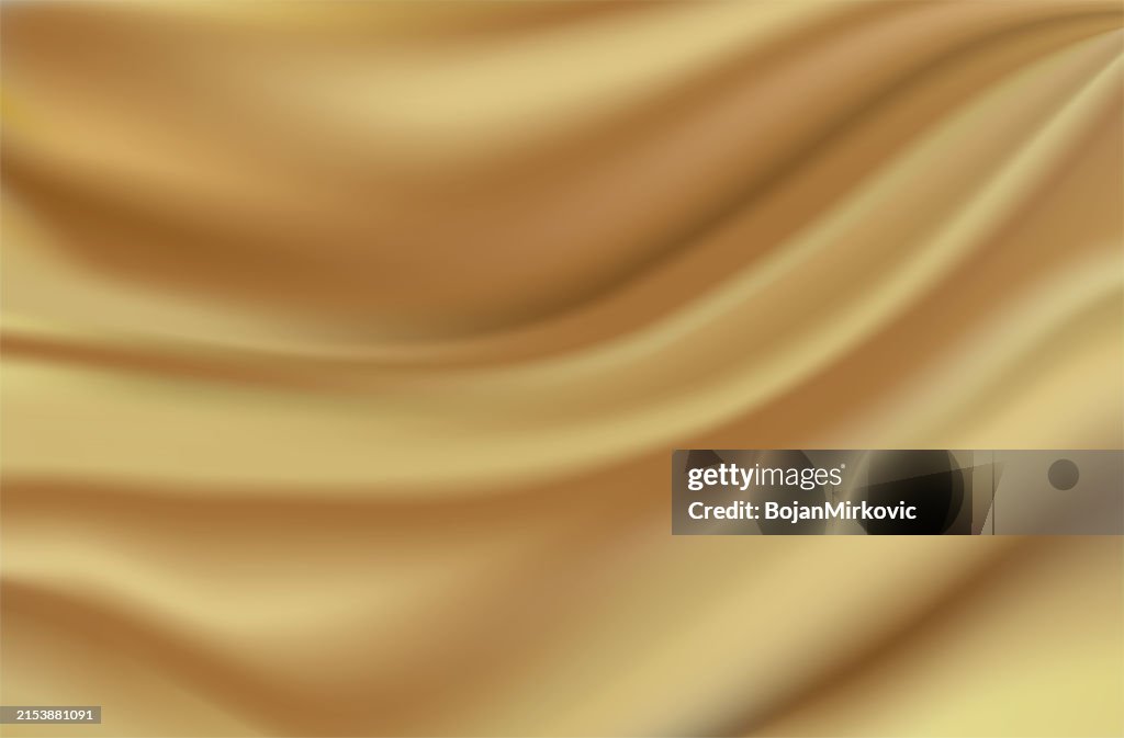 ゴールドサテンシルク高級素材の布の背景。ベクトル