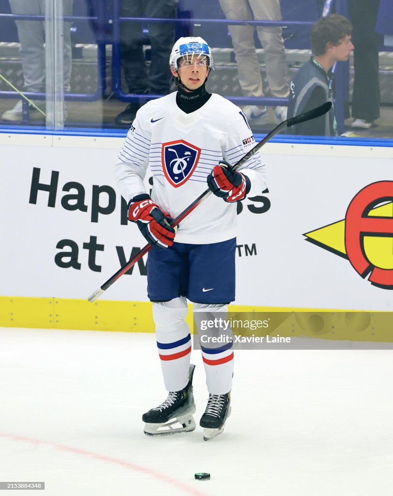 Robin Colomban Of Team France Reacts During The 2024 Ice Hockey World