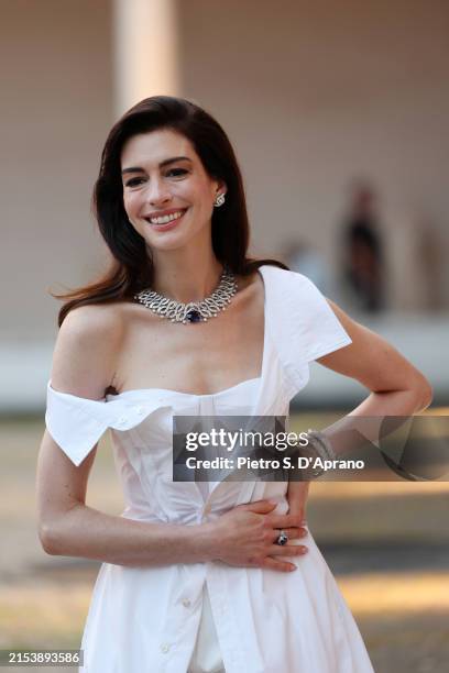 Anne Hathaway attends the Bulgari Aeterna High Jewelry Brand Event at Altare Della Patria on May 20, 2024 in Rome, Italy.