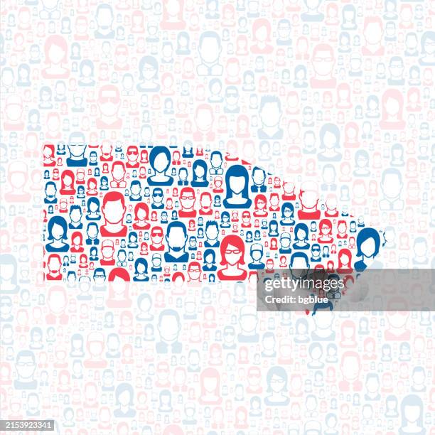 bandera county, texas. map with blue and red people - bandera texas stock illustrations