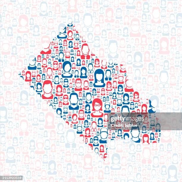 arlington county, virginia. map with blue and red people - arlington virginia stock illustrations