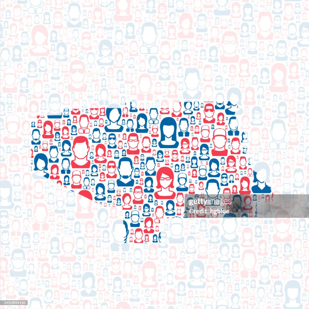 Lee County, Alabama. Map with blue and red People