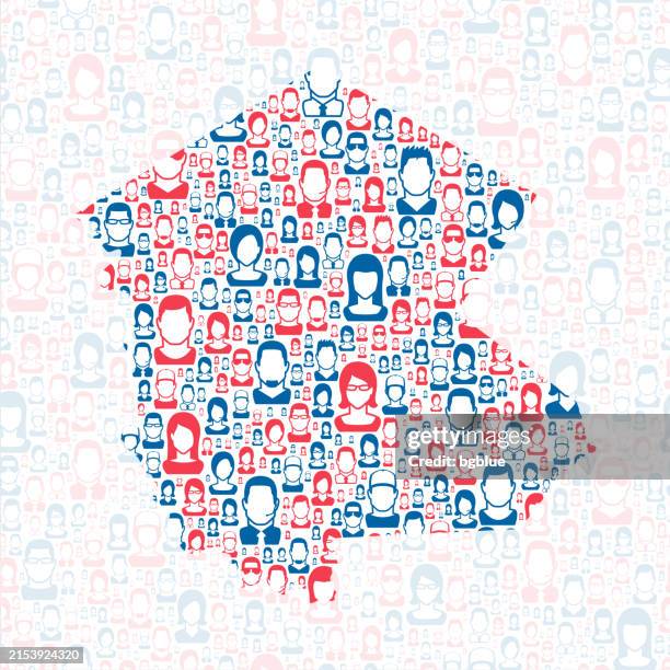 sullivan county, new york. map with blue and red people - monticello new york stock illustrations