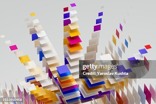 Abstract multi color AI data cubes connection CGI Abstract multi color AI data cubes connection CGI