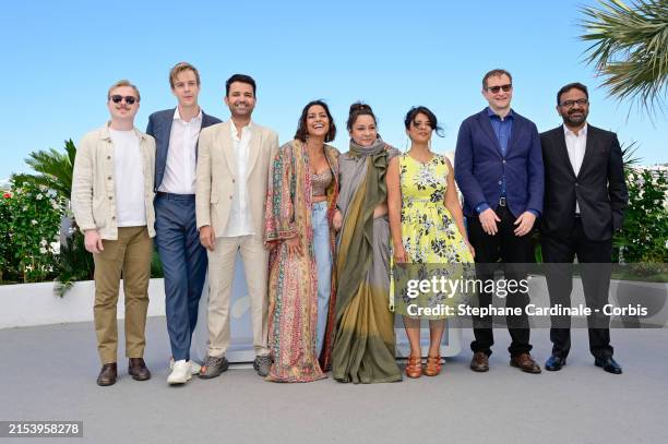 Sanjay Bishnoi, Shahana Goswami, Sunita Rajwar, Sandhya Suri attend "Santosh" photocall at the 77th annual Cannes Film Festival at Palais des...