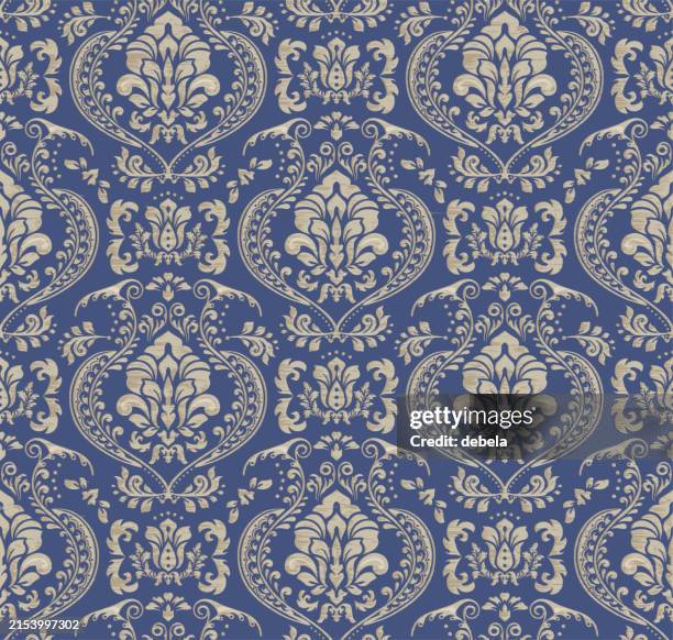 light blue victorian damask luxury decorative fabric pattern - damask background stock illustrations